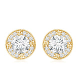 Lab Grown Diamond Halo Stud Earrings 925 Sterling Silver