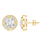Lab Grown Diamond Halo Stud Earrings 925 Sterling Silver