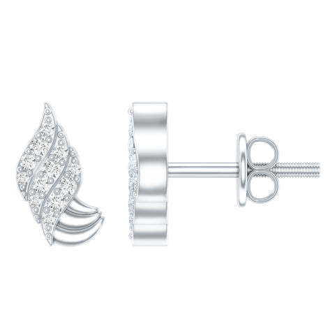 lab grown diamond leaf shape earrings 925 sterling silver