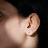 lab grown diamond leaf shape earrings 925 sterling silver