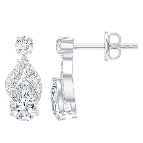 Lab Grown Diamond Teardrop Stud Earrings 925 Sterling Silver