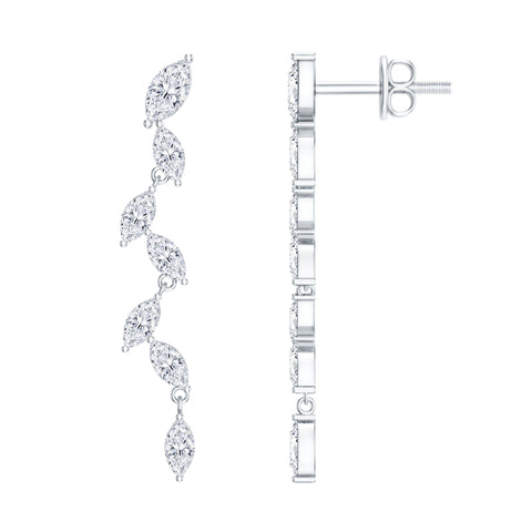 Lab Grown Diamond Bridal Dangle Earrings 925 Sterling Silver