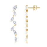 Lab Grown Diamond Bridal Dangle Earrings 925 Sterling Silver