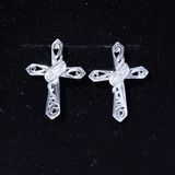 Lab Diamond Cross Earrings 925 Sterling Silver