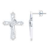 Lab Diamond Cross Earrings 925 Sterling Silver