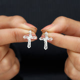 Lab Diamond Cross Earrings 925 Sterling Silver