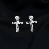 Lab Diamond Cross Earrings 925 Sterling Silver