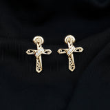 Lab Diamond Cross Earrings 925 Sterling Silver
