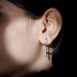 Lab Grown Diamond Cross Fish Hook Earrings 925 Sterling Silver