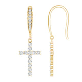 Lab Grown Diamond Cross Fish Hook Earrings 925 Sterling Silver