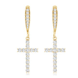 Lab Grown Diamond Cross Fish Hook Earrings 925 Sterling Silver