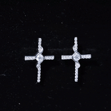 Lab Grown Diamond Religious Cross Earrings 925 Sterling Silver