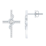 Lab Grown Diamond Religious Cross Earrings 925 Sterling Silver