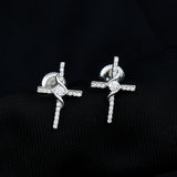 Lab Grown Diamond Religious Cross Earrings 925 Sterling Silver