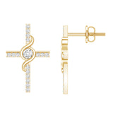 Lab Grown Diamond Religious Cross Earrings 925 Sterling Silver