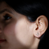 Lab Grown Diamond Religious Cross Earrings 925 Sterling Silver
