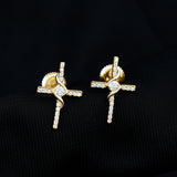 Lab Grown Diamond Religious Cross Earrings 925 Sterling Silver