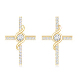 Lab Grown Diamond Religious Cross Earrings 925 Sterling Silver