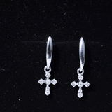 Lab Grown Diamond Cross Drop Earrings 925 Sterling Silver