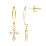 Lab Grown Diamond Cross Drop Earrings 925 Sterling Silver