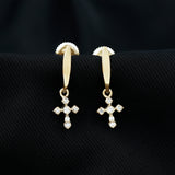 Lab Grown Diamond Cross Drop Earrings 925 Sterling Silver