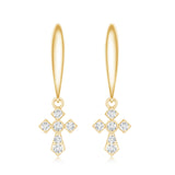 Lab Grown Diamond Cross Drop Earrings 925 Sterling Silver