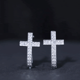 Lab Grown Diamond Catholic Cross Earrings 925 Sterling Silver