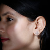 Lab Grown Diamond Catholic Cross Earrings 925 Sterling Silver