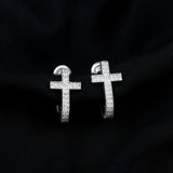 Lab Grown Diamond Catholic Cross Earrings 925 Sterling Silver