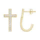 Lab Grown Diamond Catholic Cross Earrings 925 Sterling Silver