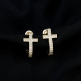 Lab Grown Diamond Catholic Cross Earrings 925 Sterling Silver