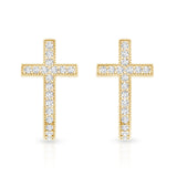 Lab Grown Diamond Catholic Cross Earrings 925 Sterling Silver