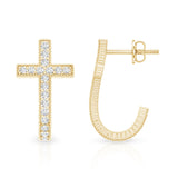 Lab Grown Diamond Catholic Cross Earrings 925 Sterling Silver