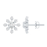Lab Grown Diamond Snowflake Stud Earrings 925 Sterling Silver