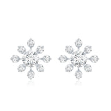 Lab Grown Diamond Snowflake Stud Earrings 925 Sterling Silver