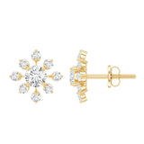Lab Grown Diamond Snowflake Stud Earrings 925 Sterling Silver