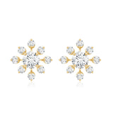 Lab Grown Diamond Snowflake Stud Earrings 925 Sterling Silver