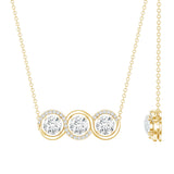 Lab Grown Diamond 3 Stone Necklace 925 Sterling Silver