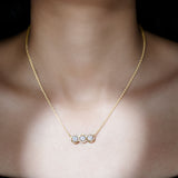Lab Grown Diamond 3 Stone Necklace 925 Sterling Silver