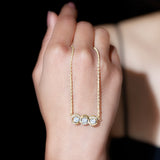 Lab Grown Diamond 3 Stone Necklace 925 Sterling Silver