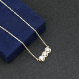 Lab Grown Diamond 3 Stone Necklace 925 Sterling Silver