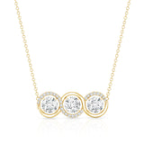 Lab Grown Diamond 3 Stone Necklace 925 Sterling Silver