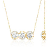 Lab Grown Diamond 3 Stone Necklace 925 Sterling Silver
