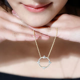 Lab Grown Diamond Open Circle Necklace 925 Sterling Silver
