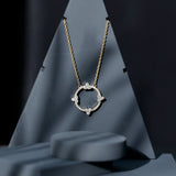 Lab Grown Diamond Open Circle Necklace 925 Sterling Silver