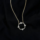 Lab Grown Diamond Open Circle Necklace 925 Sterling Silver