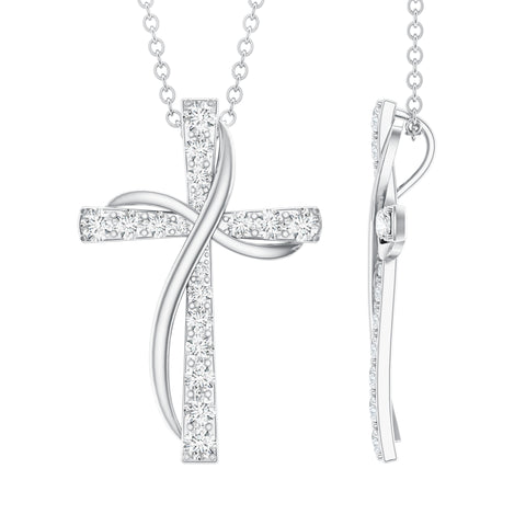 dailyjewelry-Wholesalekings-lab grown diamond double cross necklace 925 sterling silver