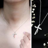 dailyjewelry-Wholesalekings-lab grown diamond double cross necklace 925 sterling silver