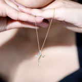 Lab Grown Diamond Double Cross Necklace 925 Sterling Silver