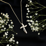 Lab Grown Diamond Double Cross Necklace 925 Sterling Silver